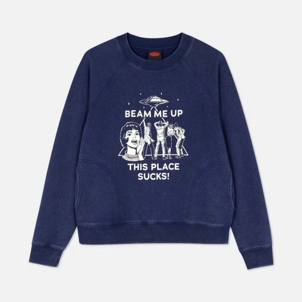 Stranger Things x Primark Beam Me Up Graphic Sweatshirt Size L NWT